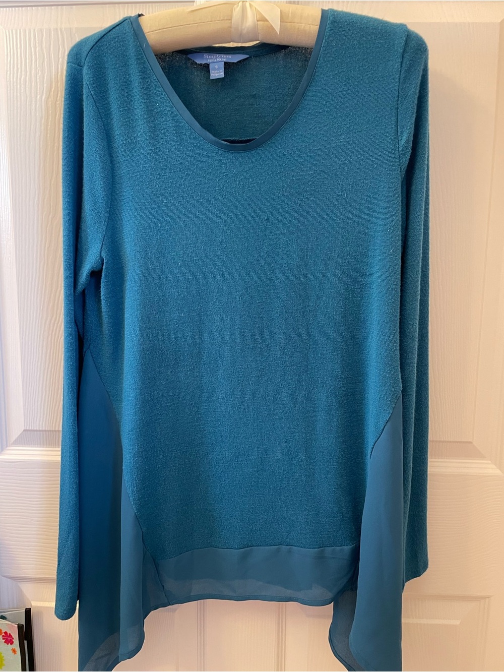 Simply Vera Vera Wang Teal Layered Long-Sleeve Tunic